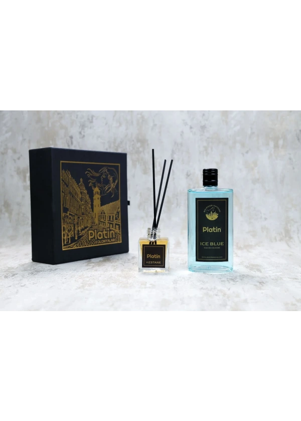 Platin Özel Seri Hediyelik 2'li Çekmeceli Set ( 50 cc.Bambu + 200 cc 60° Kolonya)